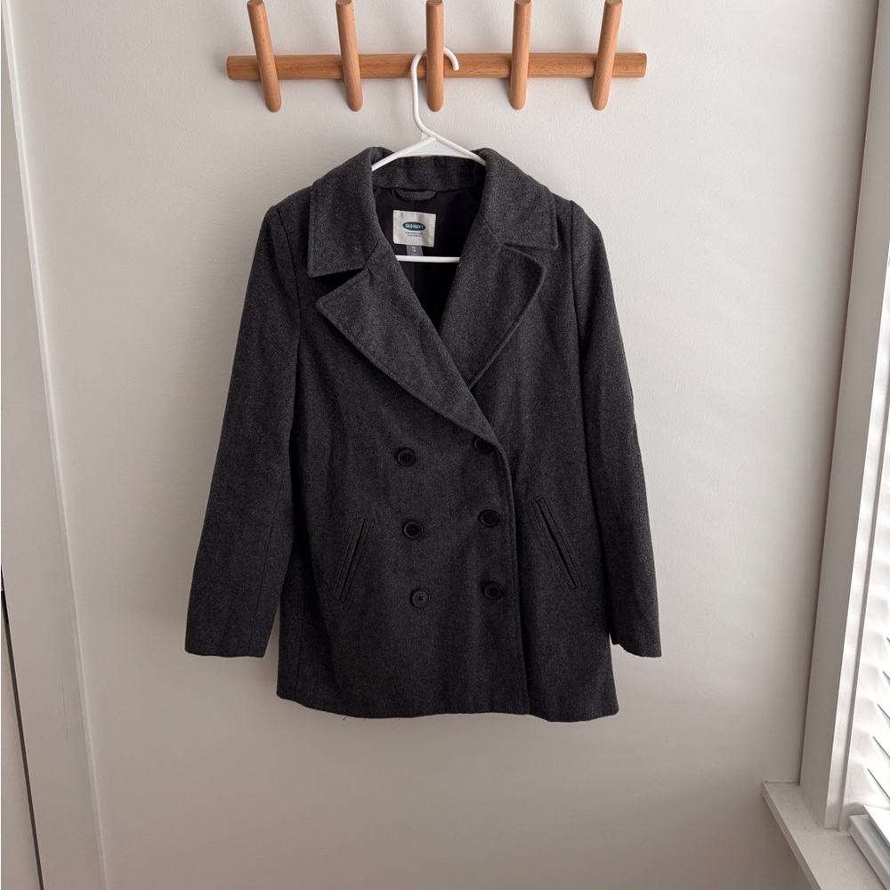 Classic Black Double-Breasted Women's Wool Coat